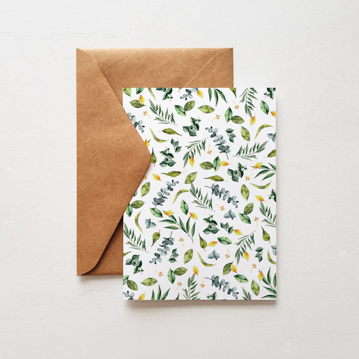 Green Leaves Greeting Card