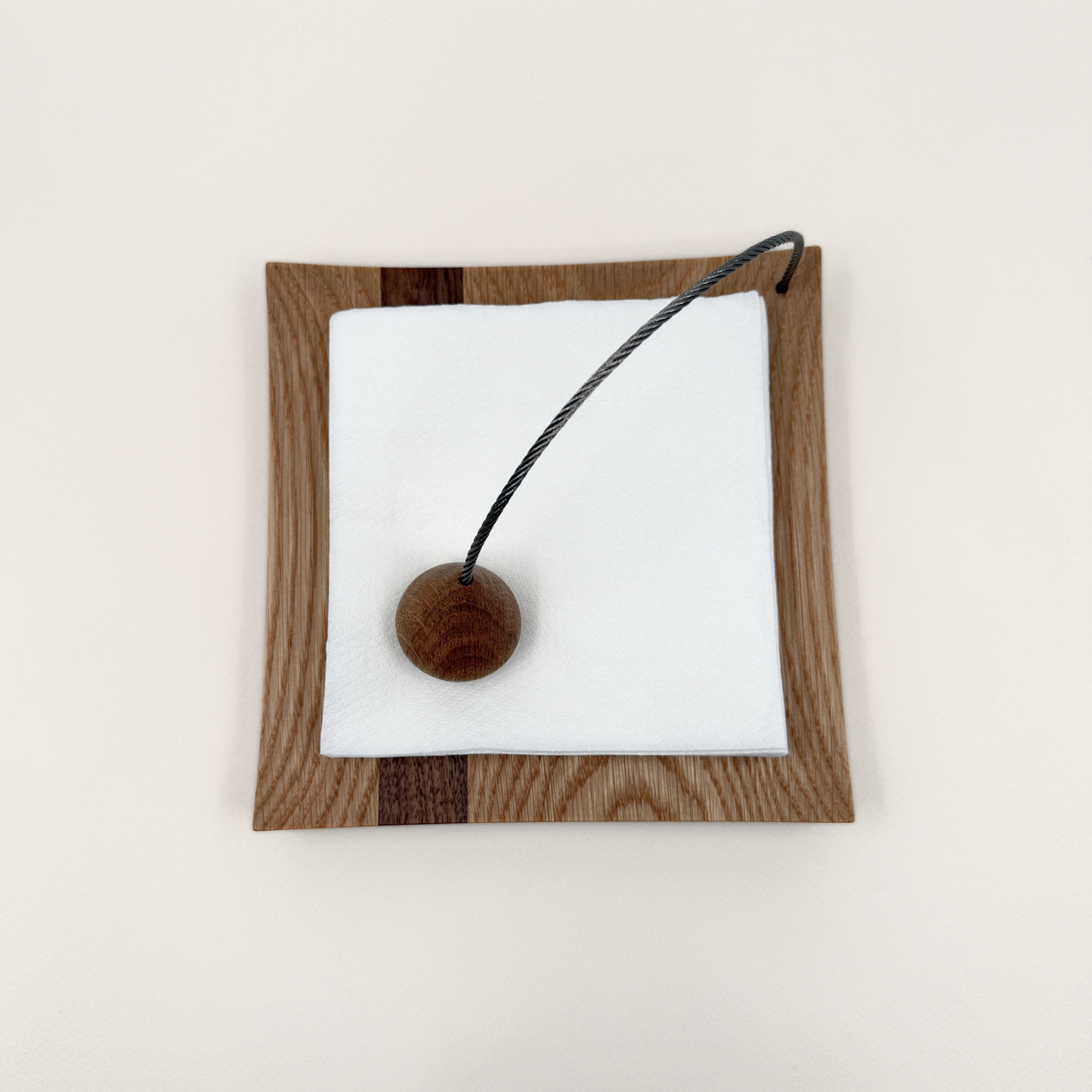 Kirkham wooden napkin holder handcrafted from solid oak and walnut for kitchen and dining table