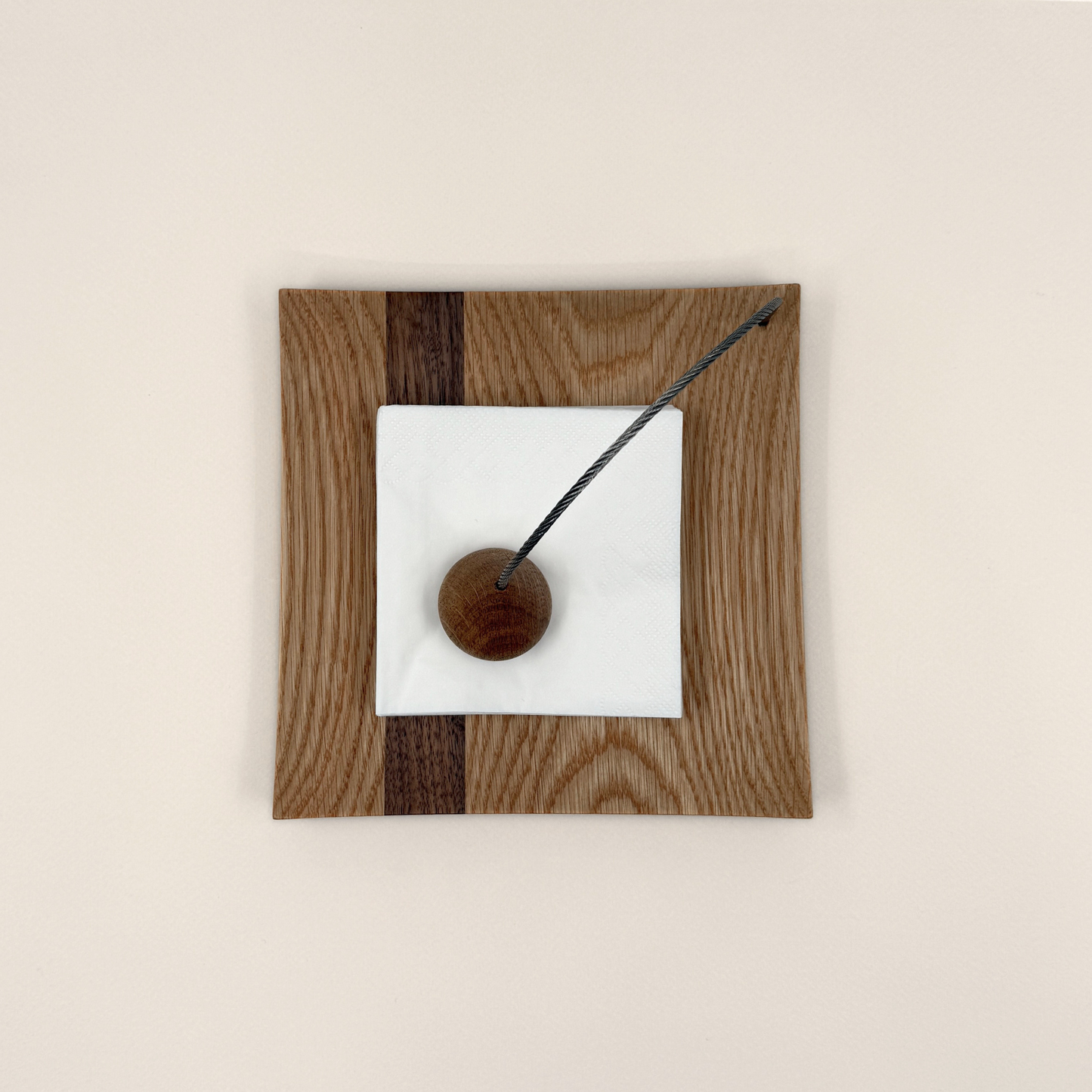 Kirkham wooden napkin holder handcrafted from solid oak and walnut for kitchen and dining table