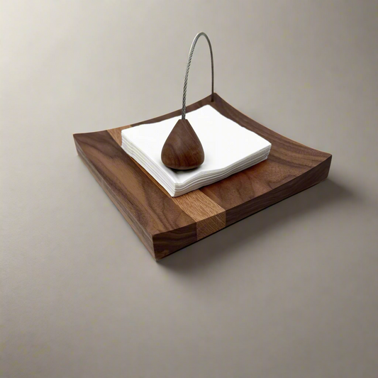 Kirkham wooden napkin holder handcrafted from solid walnut and oak for kitchen and dining table