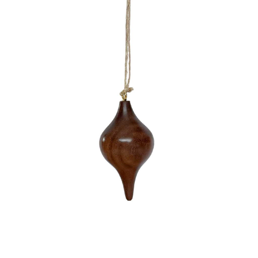 Hand turned Christmas ornament in Walnut wood. Made in Australia and designed for slow living