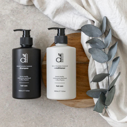 Shampoo and conditioner bottles styles with gum leaves