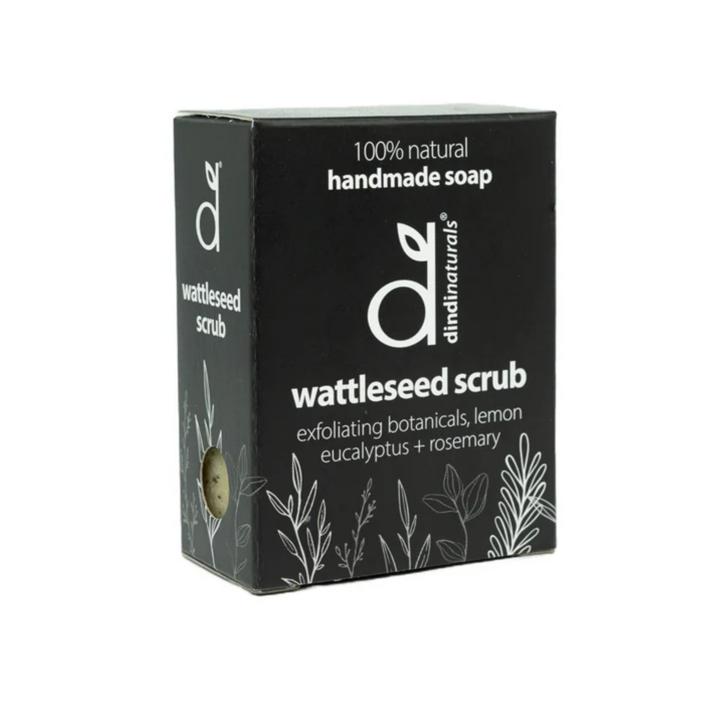 Box of Dindi Naturals wattleseed scrub on a white background