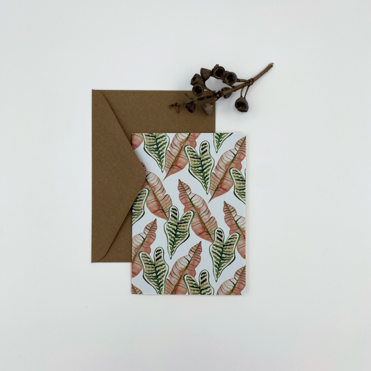 Pink Leaves Greeting Card