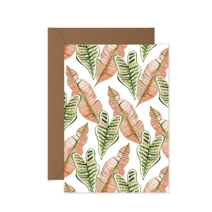 Pink Leaves Greeting Card