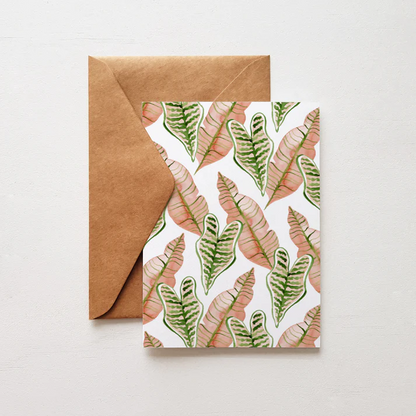 Pink Leaves Greeting Card