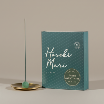 Maho incense in a green stone sphere and brass dish