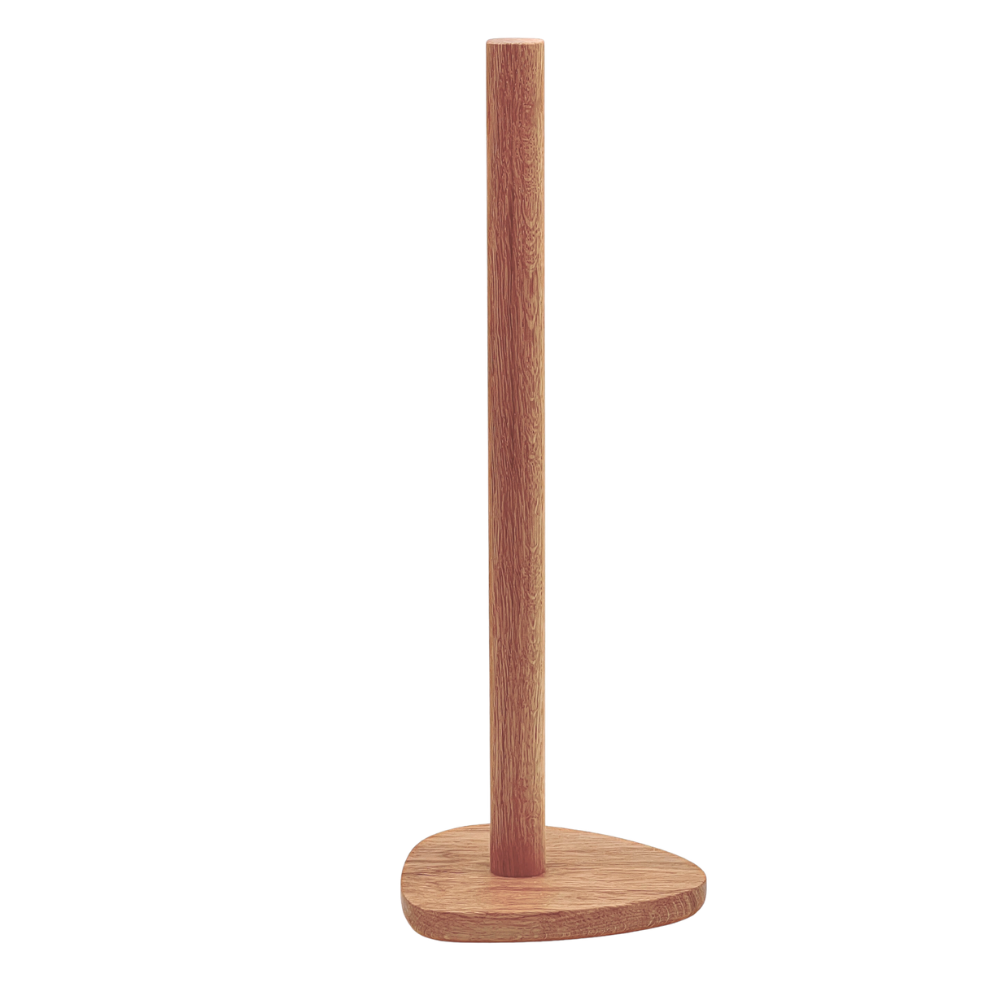 Wood toilet roll holder on a white background