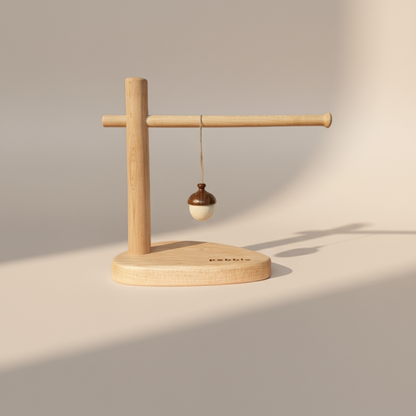 Hand turned walnut and white felt acorn ornament with jute loop. Australian Made natural Christmas decoration for slow living