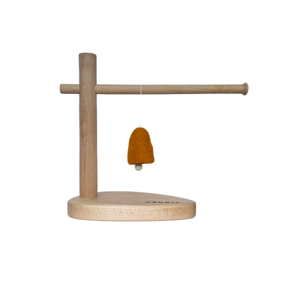 Golden saffron wool felt bell ornament with snow-white felt clapper and jute loop- handmade Christmas decoration