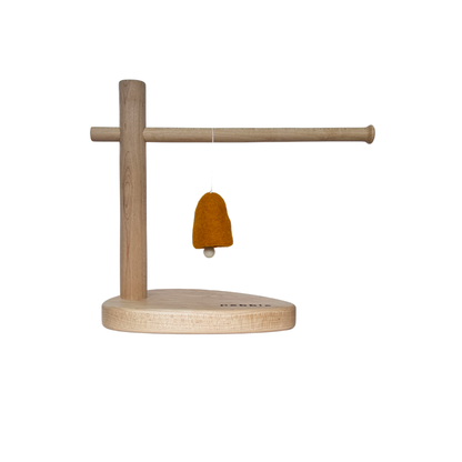 Golden saffron wool felt bell ornament with snow-white felt clapper and jute loop- handmade Christmas decoration