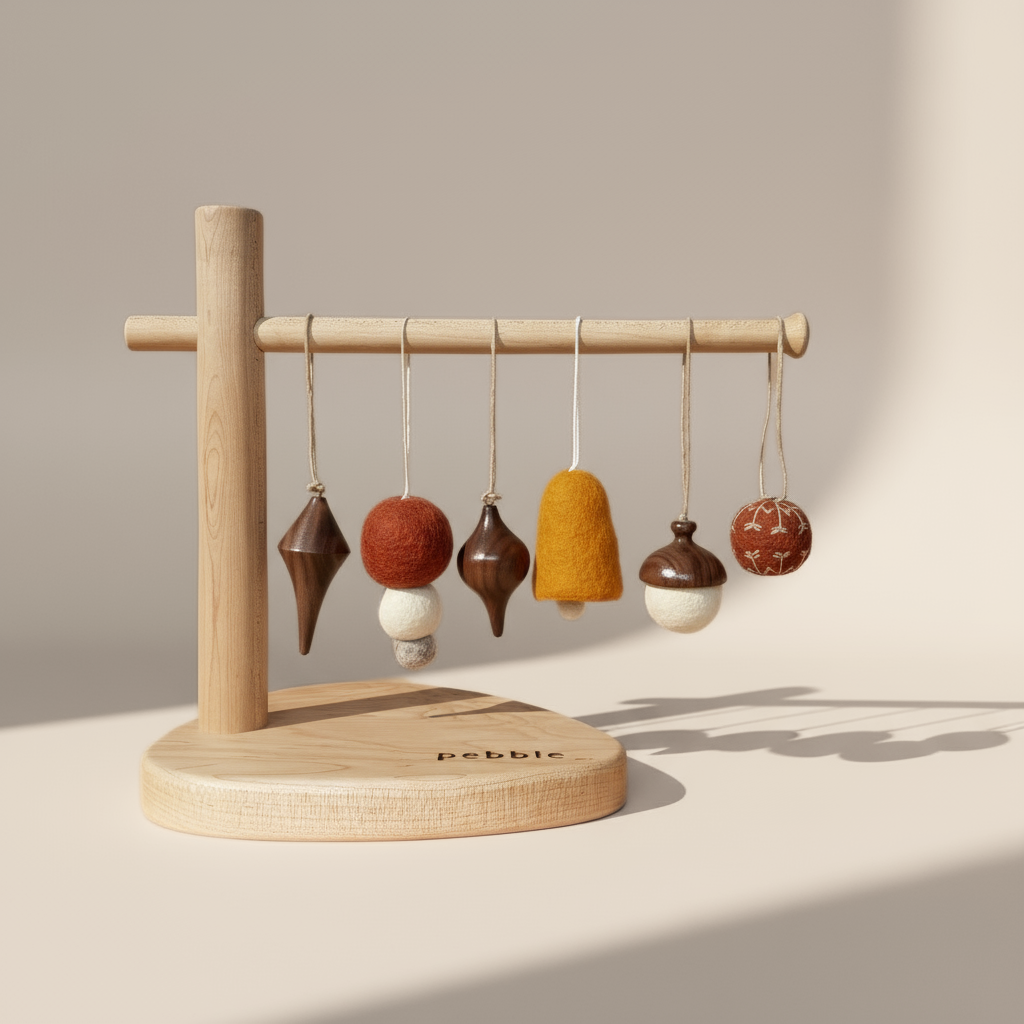 Handmade Christmas Bells in Saffron | Wool Felt Hanging Ornaments