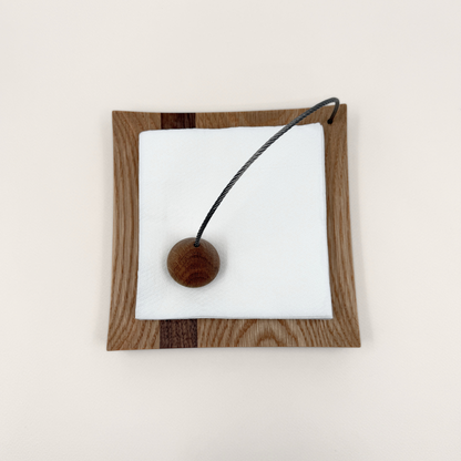 Kirkham wooden napkin holder handcrafted from solid oak and walnut for kitchen and dining table