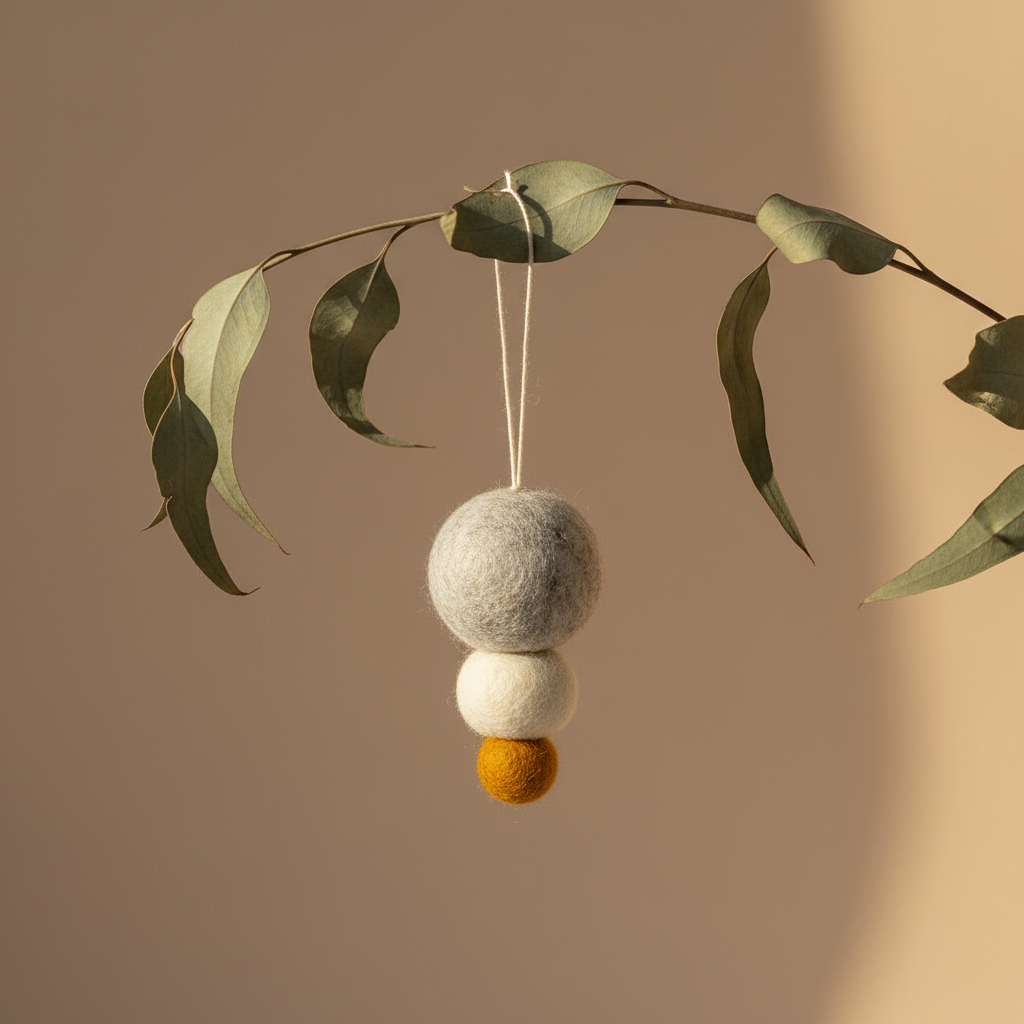 Pebble Studio felt Christmas decoration on a branch