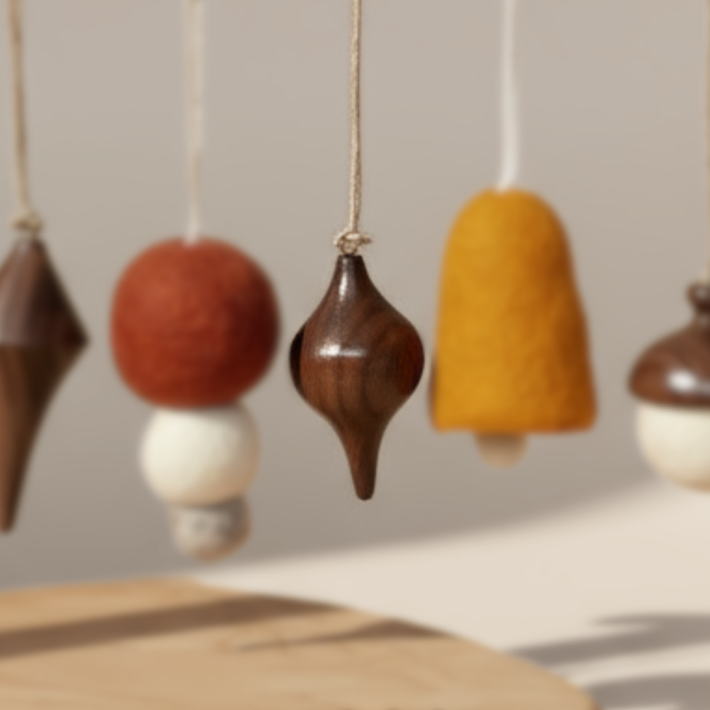 Handmade Christmas ornaments designed for slow living